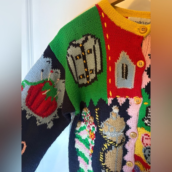 Vintage the eagle’s eye Button Up Fashion Knit Crewneck Sweater - Picture 5 of 15